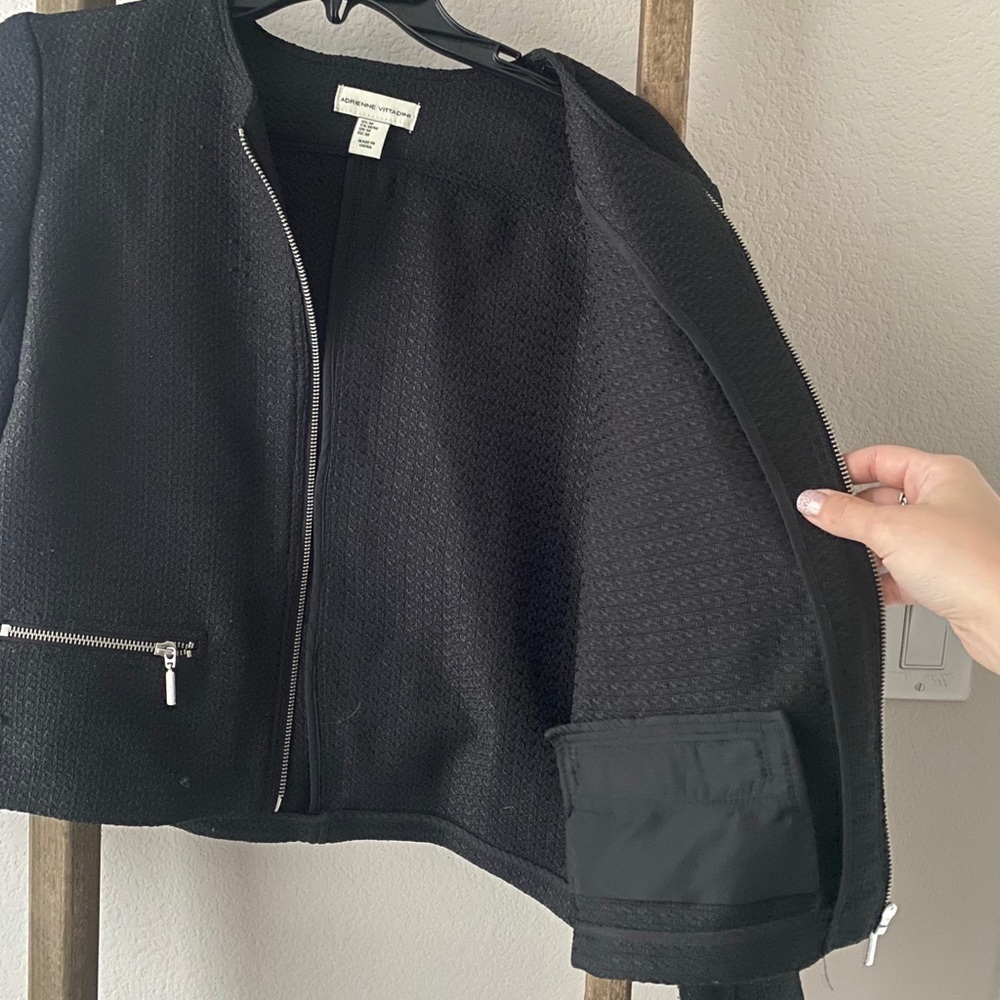 WOMENS ADRIENNE VITTADINI - black zip up sweater - Picture 2 of 6